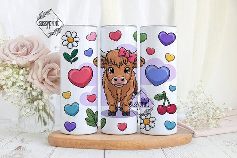 Kawaii Cow Skeleton 20oz Tumbler Wrap Sublimation sassyprint 