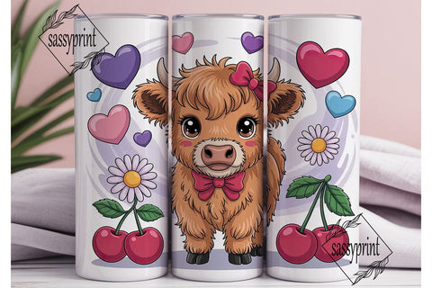 Kawaii Cow Skeleton 20oz Tumbler Wrap Sublimation sassyprint 