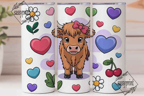 Kawaii Cow Skeleton 20oz Tumbler Wrap Sublimation sassyprint 