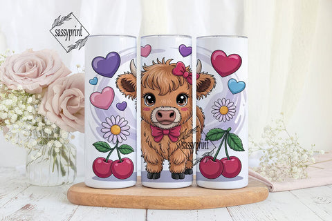 Kawaii Cow Skeleton 20oz Tumbler Wrap Sublimation sassyprint 