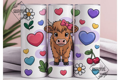 Kawaii Cow Skeleton 20oz Tumbler Wrap Sublimation sassyprint 