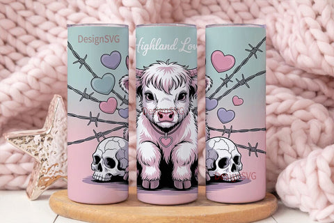 Kawaii Cow Skull 20oz Tumbler Wrap Sublimation DesignSVG 