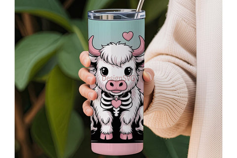 Kawaii Cow Skull 20oz Tumbler Wrap Sublimation DesignSVG 