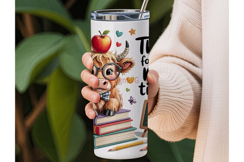 Kawaii Cow Teacher Tumbler Wrap Sublimation DesignSVG 