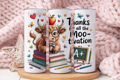Kawaii Cow Teacher Tumbler Wrap Sublimation DesignSVG 