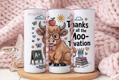 Kawaii Cow Teacher Tumbler Wrap Sublimation DesignSVG 