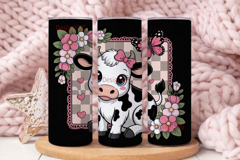 Kawaii Cow Tumbler Wrap Sublimation DesignSVG 