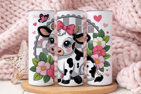 Kawaii Cow Tumbler Wrap Sublimation DesignSVG 