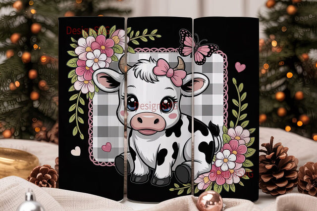 Kawaii Cow Tumbler Wrap Sublimation DesignSVG 