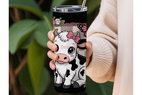 Kawaii Cow Tumbler Wrap Sublimation DesignSVG 