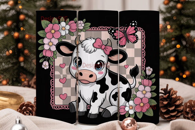 Kawaii Cow Tumbler Wrap Sublimation DesignSVG 