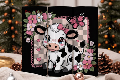 Kawaii Cow Tumbler Wrap Sublimation DesignSVG 