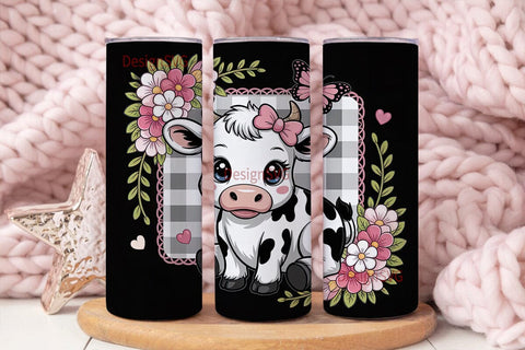 Kawaii Cow Tumbler Wrap Sublimation DesignSVG 