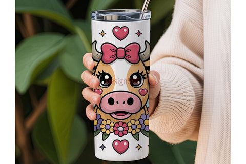 Kawaii Cow Tumbler Wrap Sublimation DesignSVG 
