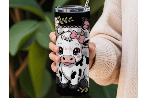 Kawaii Cow Tumbler Wrap Sublimation DesignSVG 
