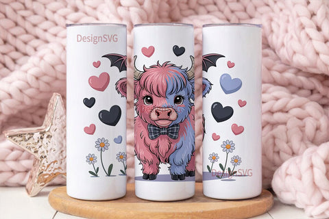 Kawaii Cow with Bat Wings 20oz Tumbler Sublimation DesignSVG 
