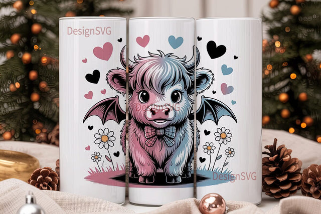 Kawaii Cow with Bat Wings 20oz Tumbler Sublimation DesignSVG 