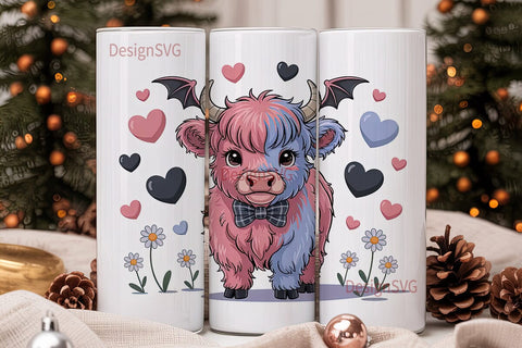 Kawaii Cow with Bat Wings 20oz Tumbler Sublimation DesignSVG 