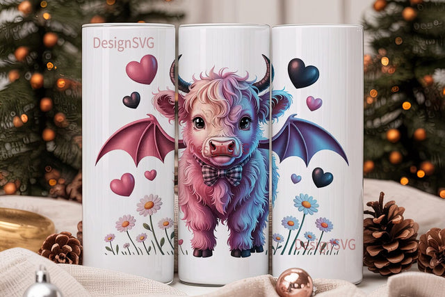 Kawaii Cow with Bat Wings 20oz Tumbler Sublimation DesignSVG 