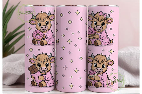 Kawaii Cow with Snacks Tumbler Wrap Sublimation PixelChick 