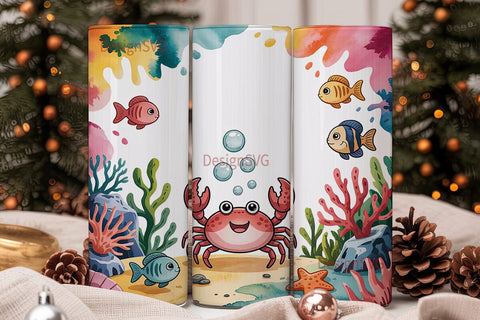 Kawaii Crab 20oz Tumbler Wrap Sublimation DesignSVG 