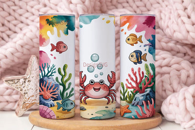 Kawaii Crab 20oz Tumbler Wrap Sublimation DesignSVG 
