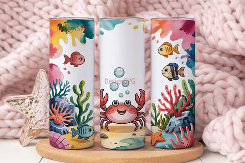 Kawaii Crab 20oz Tumbler Wrap Sublimation DesignSVG 