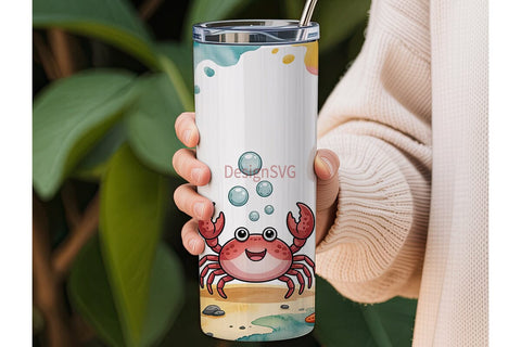 Kawaii Crab 20oz Tumbler Wrap Sublimation DesignSVG 