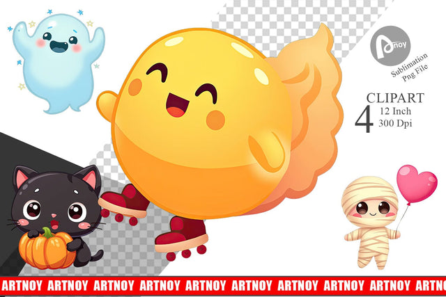 Kawaii Creepy Club Clipart Sublimation artnoy 