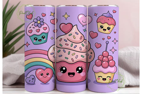 Kawaii Cupcake Tumbler Wrap Sublimation PixelChick 