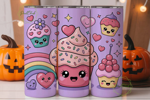 Kawaii Cupcake Tumbler Wrap Sublimation PixelChick 