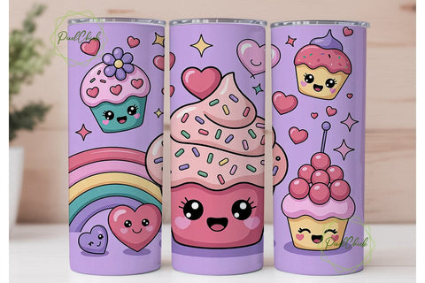 Kawaii Cupcake Tumbler Wrap Sublimation PixelChick 
