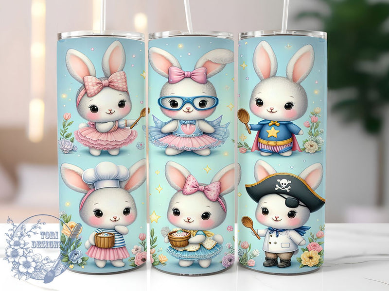 Kawaii Cute Bunny Tumbler, Cute Bunny Tumbler, Playful Bunny Wrap, Adorable Bunny Wrap, Stylish 20oz Wrap, Sublimation Design, Trendy Gift Idea Sublimation ToriDesigns 