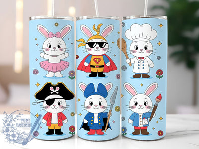 Kawaii Cute Bunny Tumbler, Cute Bunny Tumbler, Playful Bunny Wrap, Adorable Bunny Wrap, Stylish 20oz Wrap, Sublimation Design, Trendy Gift Idea Sublimation ToriDesigns 