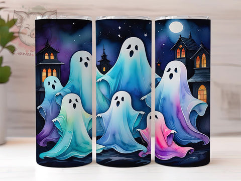 Kawaii Cute Ghost Halloween 20oz Tumbler Png, Straight & Tapered Tumbler Png, Funny Halloween Ghost Tumbler Png, Digital Download PNG Sublimation Lara' s Designs 