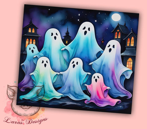 Kawaii Cute Ghost Halloween 20oz Tumbler Png, Straight & Tapered Tumbler Png, Funny Halloween Ghost Tumbler Png, Digital Download PNG Sublimation Lara' s Designs 