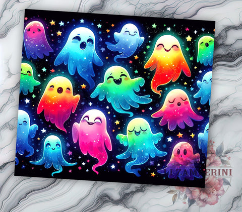 Kawaii Cute Ghost Halloween 20oz Tumbler Wrap PNG, Spooky Tumbler Png, Straight & Tapered Tumbler Wrap, Instant Digital Download Sublimation Li Zamperini 