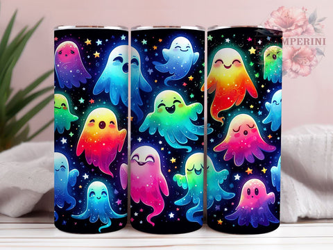 Kawaii Cute Ghost Halloween 20oz Tumbler Wrap PNG, Spooky Tumbler Png, Straight & Tapered Tumbler Wrap, Instant Digital Download Sublimation Li Zamperini 