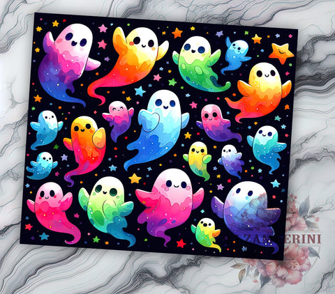 Kawaii Cute Ghost Halloween 20oz Tumbler Wrap PNG, Spooky Tumbler Png, Straight & Tapered Tumbler Wrap, Instant Digital Download Sublimation Li Zamperini 