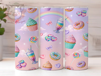 Kawaii Dessert Dream 20oz Tumbler, Kawaii Style, Dessert Motif, Sweet Pattern, Whimsical Charm, Colorful Design, Skinny Tumbler, Sublimation PNG Sublimation Lara' s Designs 