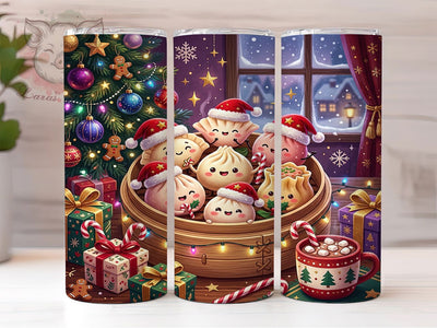 Kawaii Dim Sum Christmas 20oz Tumbler, Kawaii Dim Sum, Dim Sum Christmas, Kawaii Christmas, Dim Sum Tumbler, Kawaii Tumbler, 20oz Tumbler Wrap, Kawaii Dim Sum PNG Sublimation Lara' s Designs 