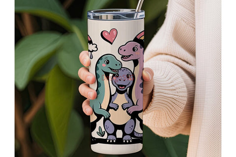 Kawaii Dinosaur Family 20oz Tumbler Wrap Sublimation DesignSVG 