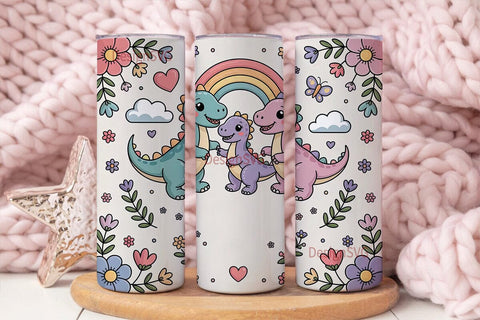 Kawaii Dinosaur Family 20oz Tumbler Wrap Sublimation DesignSVG 