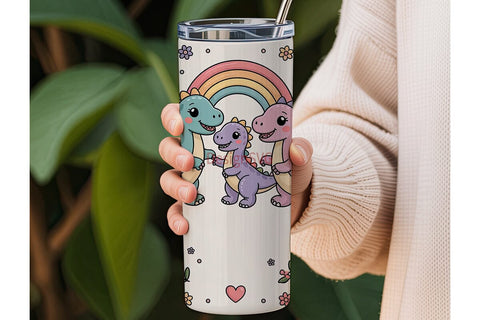 Kawaii Dinosaur Family 20oz Tumbler Wrap Sublimation DesignSVG 