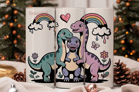 Kawaii Dinosaur Family 20oz Tumbler Wrap Sublimation DesignSVG 