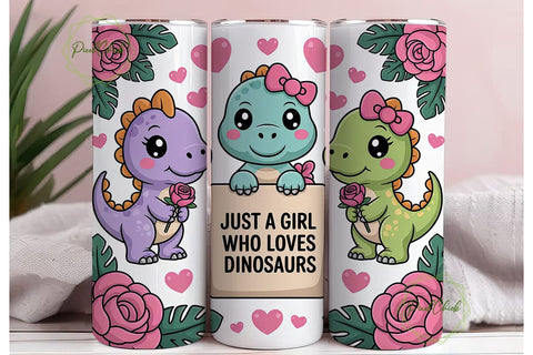 Kawaii Dinosaur Tumbler Wrap Sublimation PixelChick 