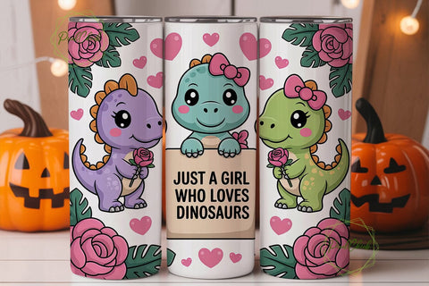Kawaii Dinosaur Tumbler Wrap Sublimation PixelChick 