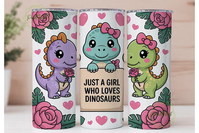 Kawaii Dinosaur Tumbler Wrap Sublimation PixelChick 