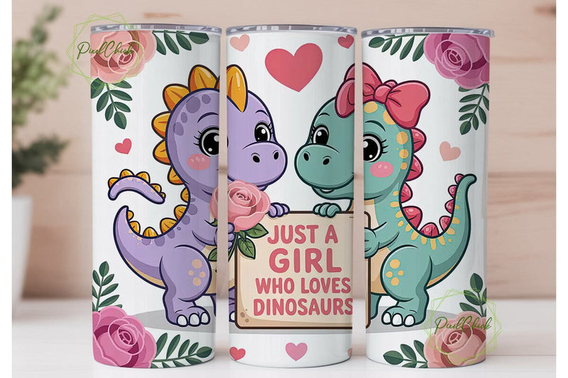 Kawaii Dinosaur Tumbler Wrap Sublimation PixelChick 