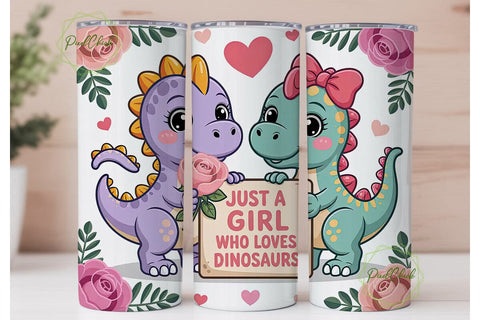 Kawaii Dinosaur Tumbler Wrap Sublimation PixelChick 